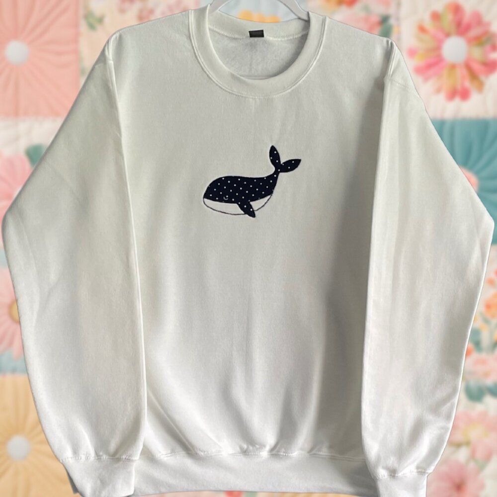 Polka Dot Whale Patchwork Embroidered Sweatshirt - image 1